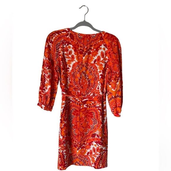 Trina Turk  Orange Mini Dress Floral Print Blouse Size 0 - Picture 4 of 9